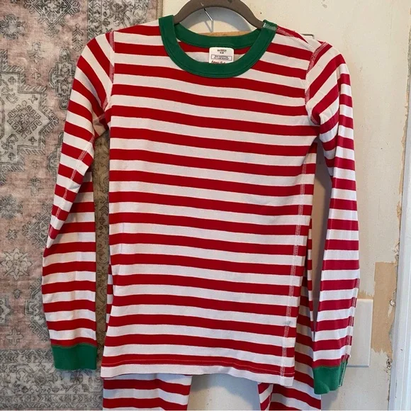 HANNA ANDERSSON Long Johns Holiday Stripe PJ Set Girl 14 (160) - Picture 5 of 12